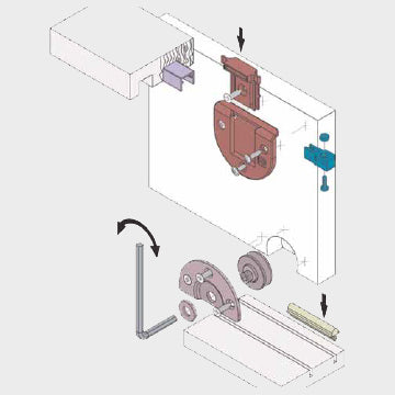 Sliding system for cabinet panels capacity 60 kg